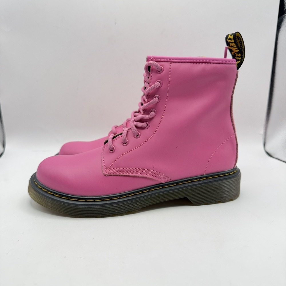 Dr Martens Hot Pink Combat Boots Leather 1460 J Thrift Pink Girls Sz 4 Boys 3